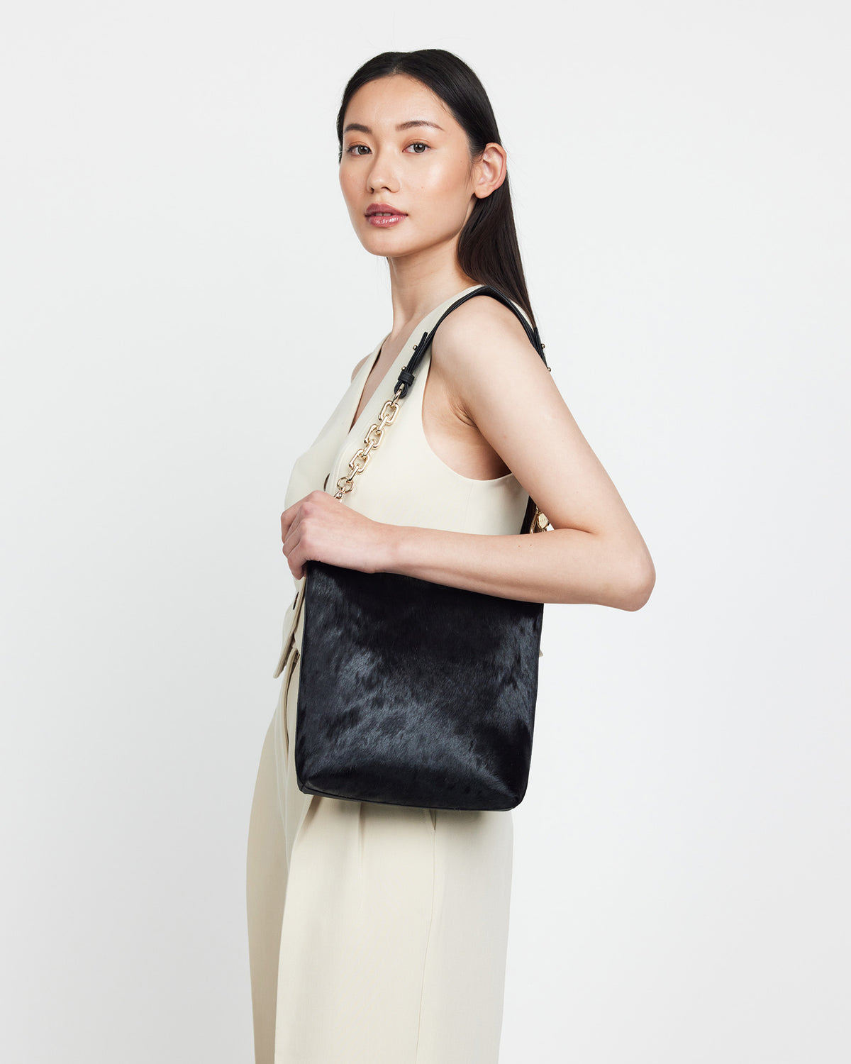 Claudette Crossbody Black + Black Haircalf