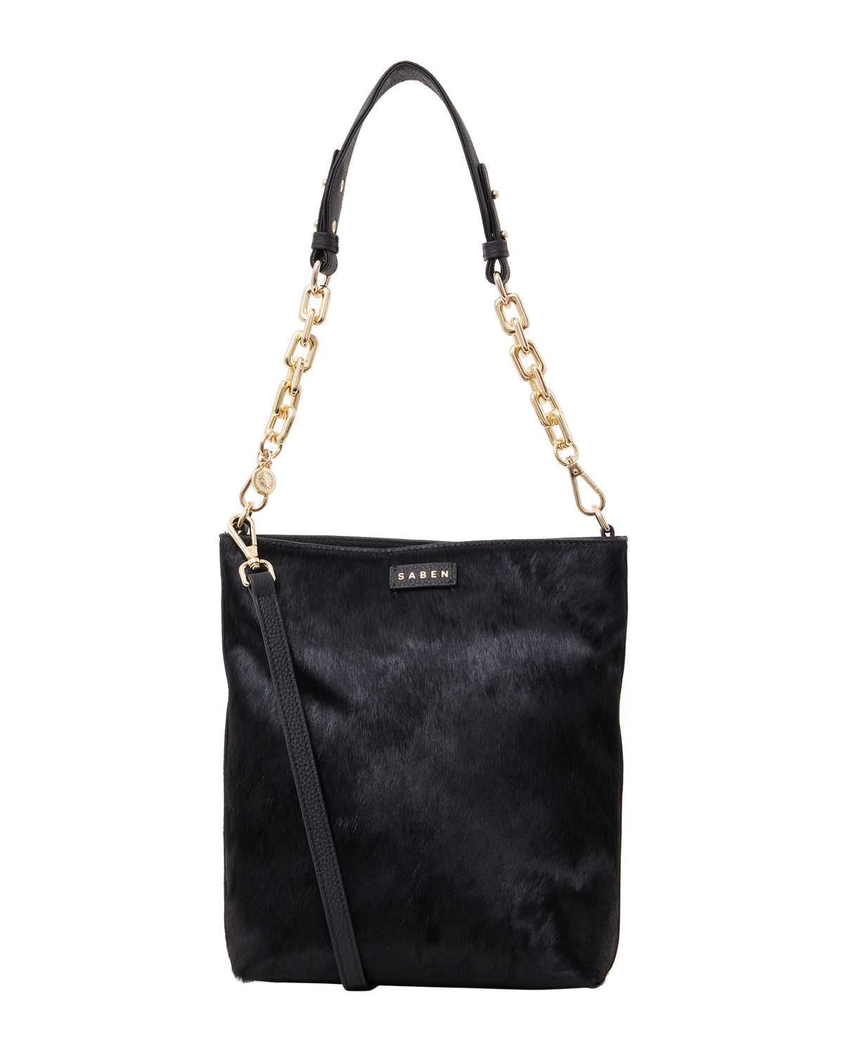 Claudette Crossbody Black + Black Haircalf